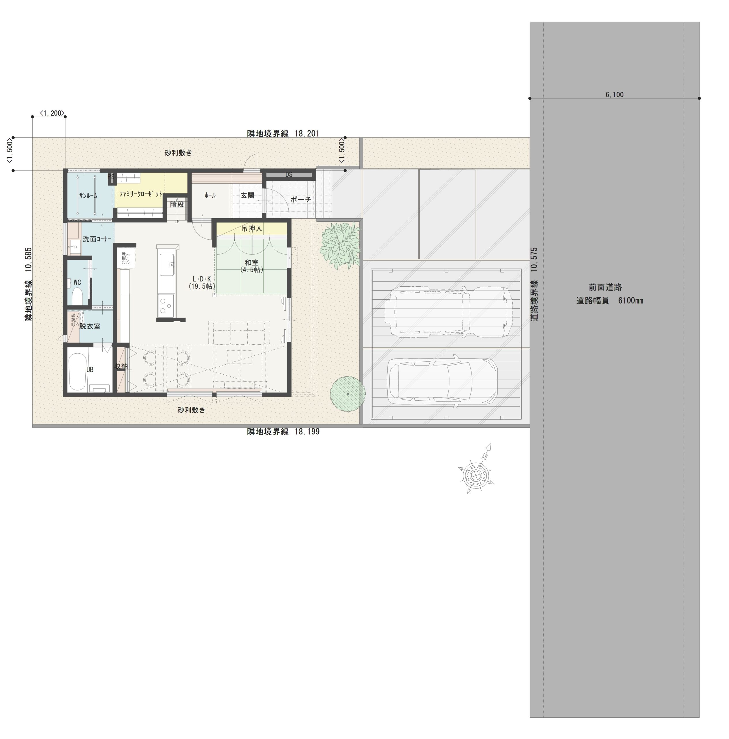富山市天正寺Ｃ　建売住宅　3,594万円 見取り図：建物配置図