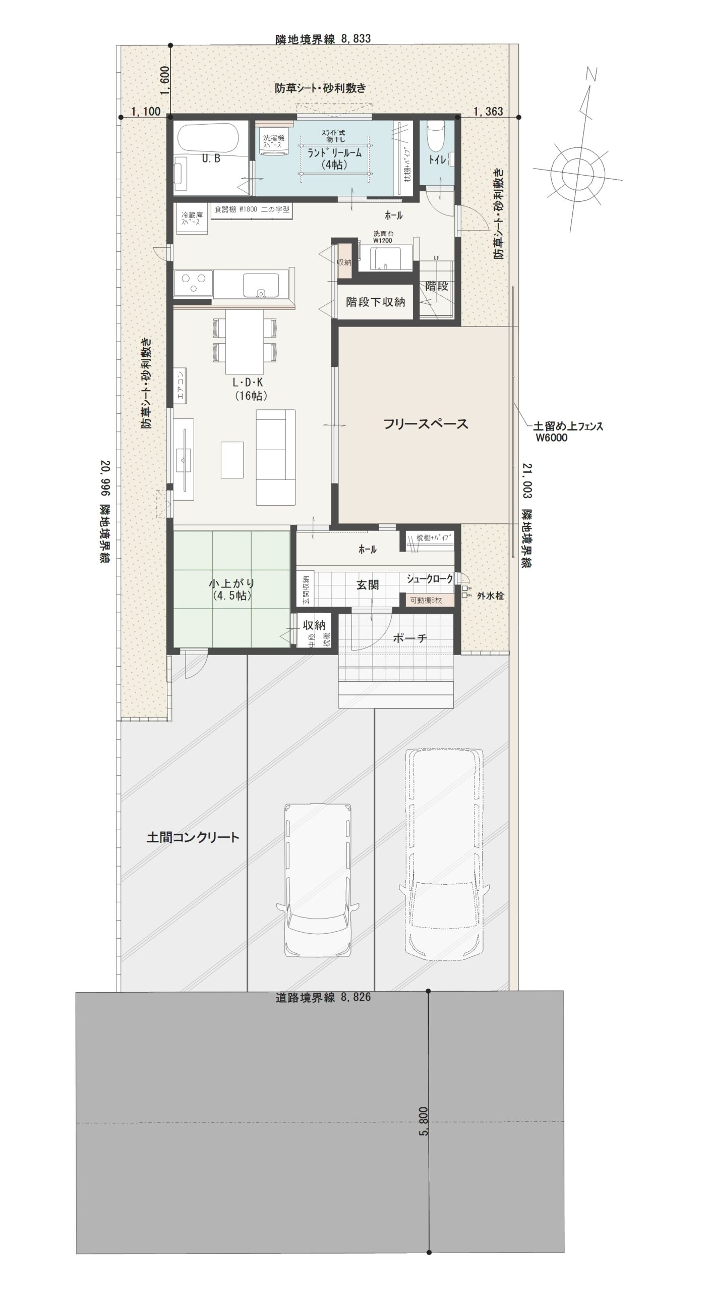 福井市開発C 建売住宅 4,080万円 見取り図:建物配置図
