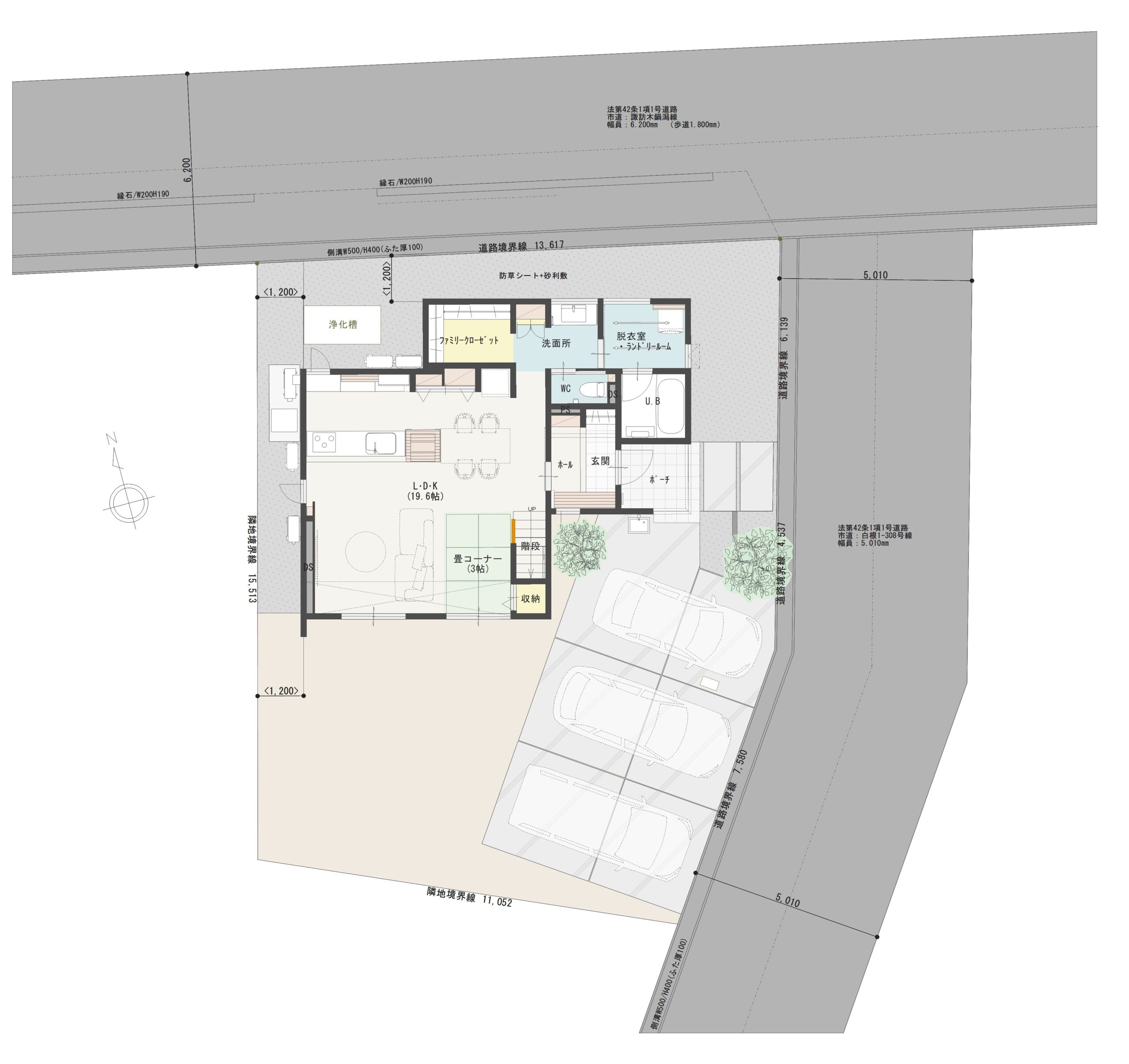 南区田中Ｂ　建売住宅　3,650万円 見取り図：建物配置図