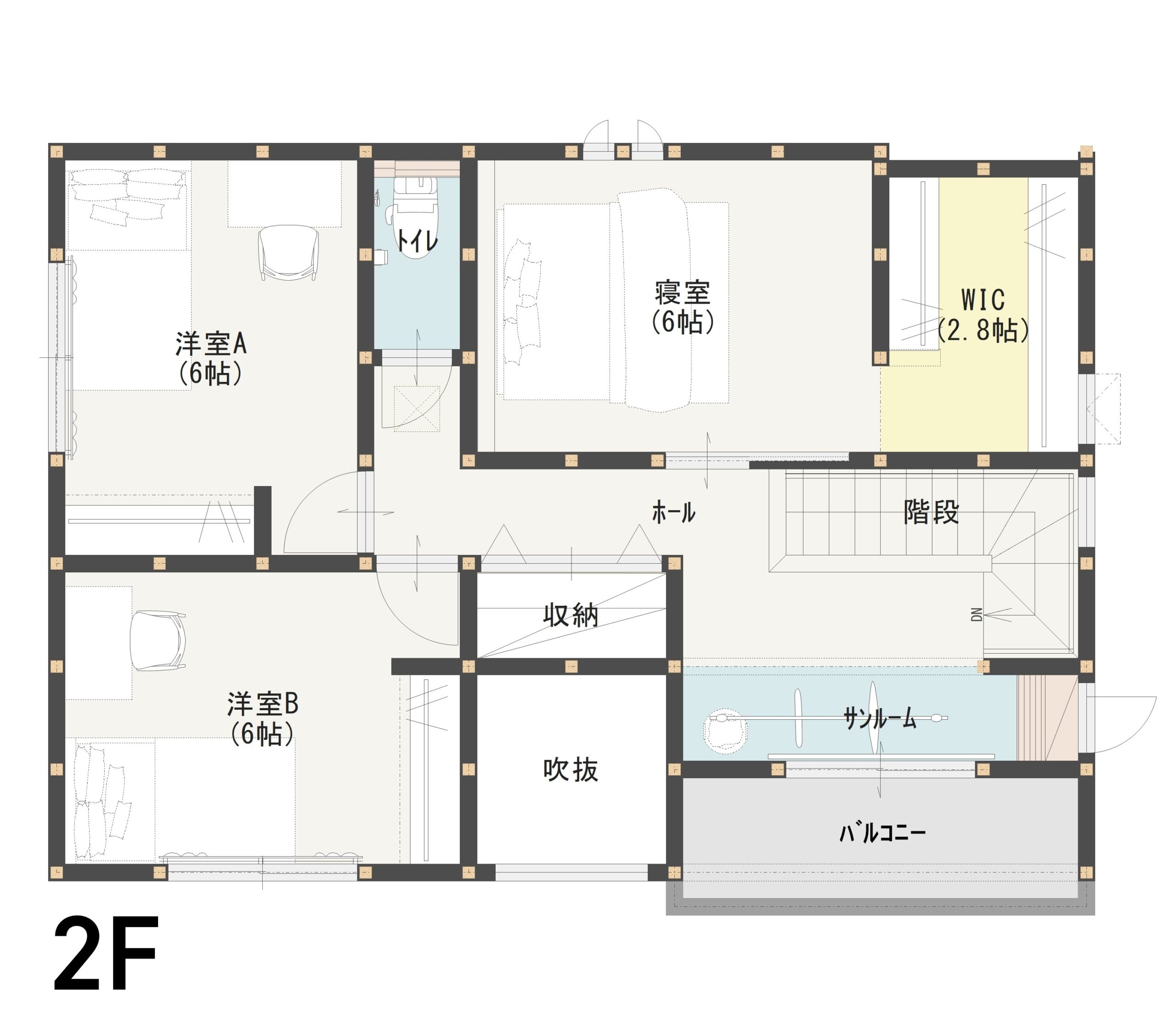 甲府市上町Ｍ　建売住宅　3,630万円 見取り図：２階