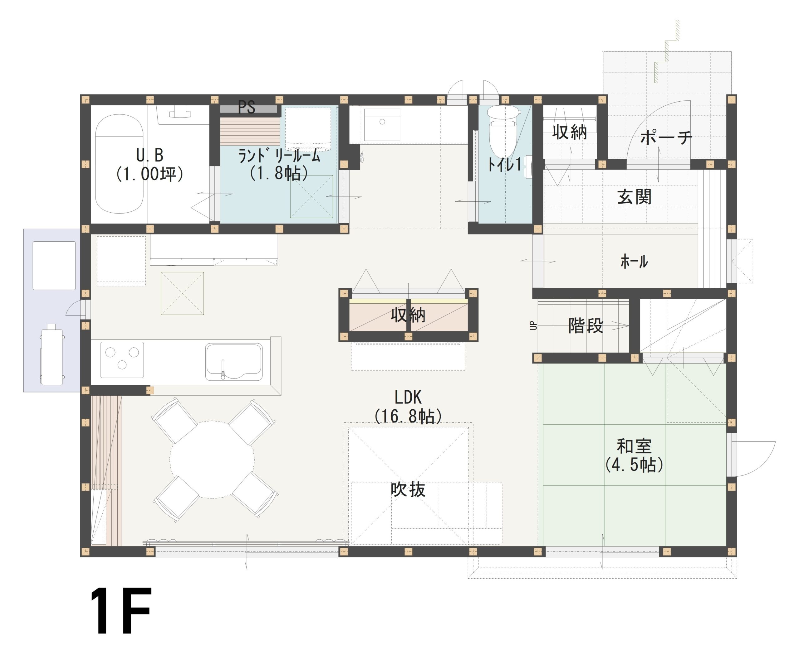 甲府市上町Ｍ　建売住宅　3,630万円 見取り図：１階