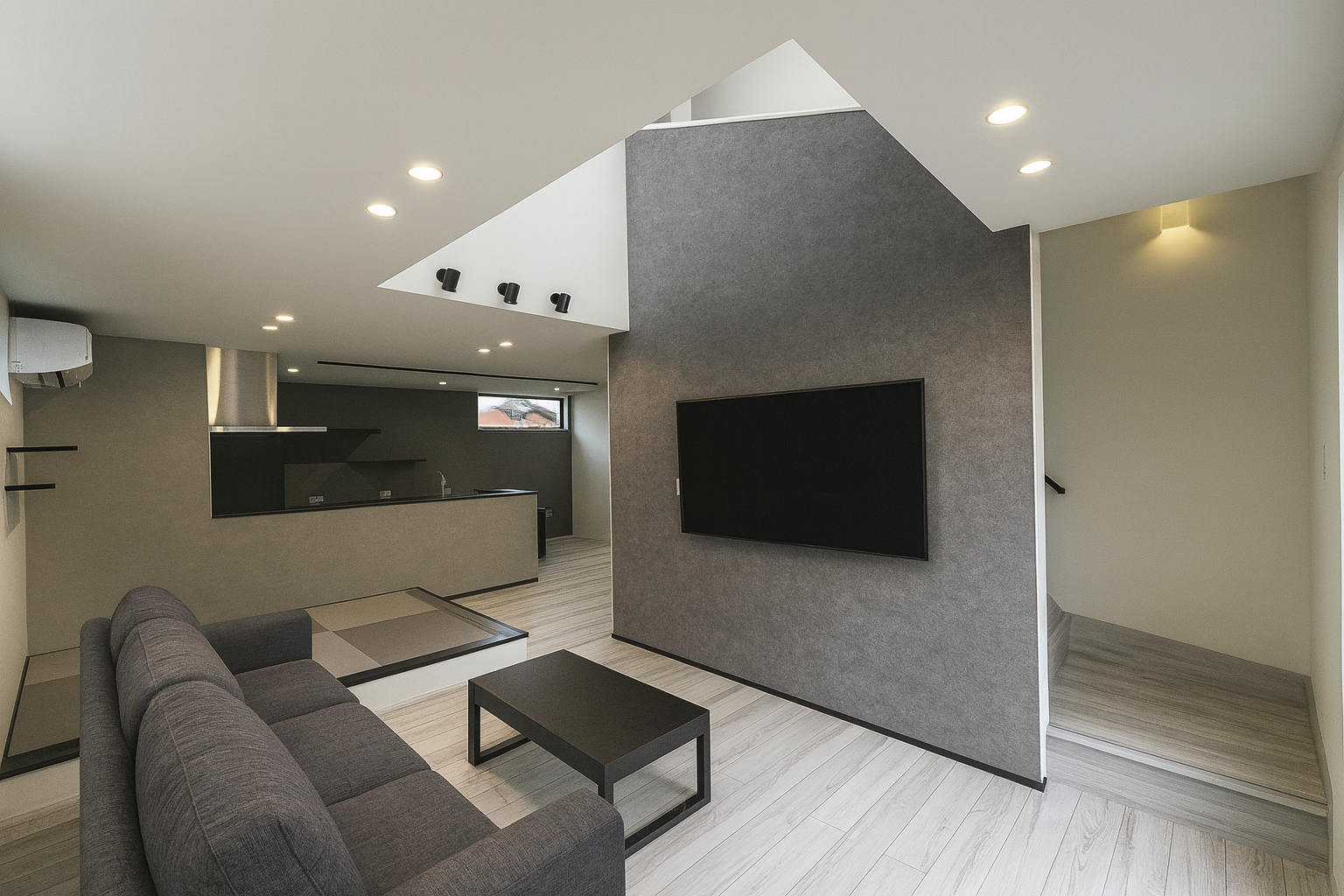 グレージュの空間でホテルライクを演出。※家具・TVはイメージです