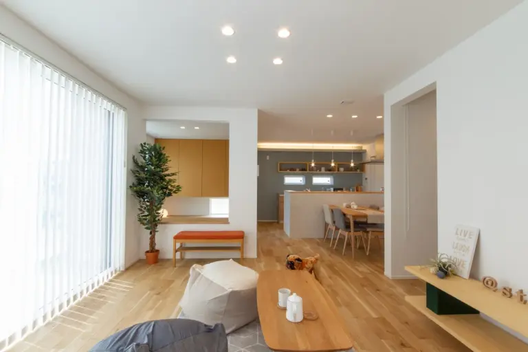 玄関土間から見えるLDK