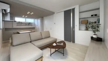 眺望や風通し抜群の立地に、天井高２.６ｍの大空間リビング！生活音が気になりにくく、家族時間ものびのび快適☺