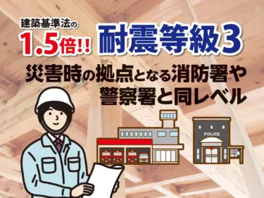 災害時の拠点となる消防署や警察署と同レベルの構造強度「耐震等級３」