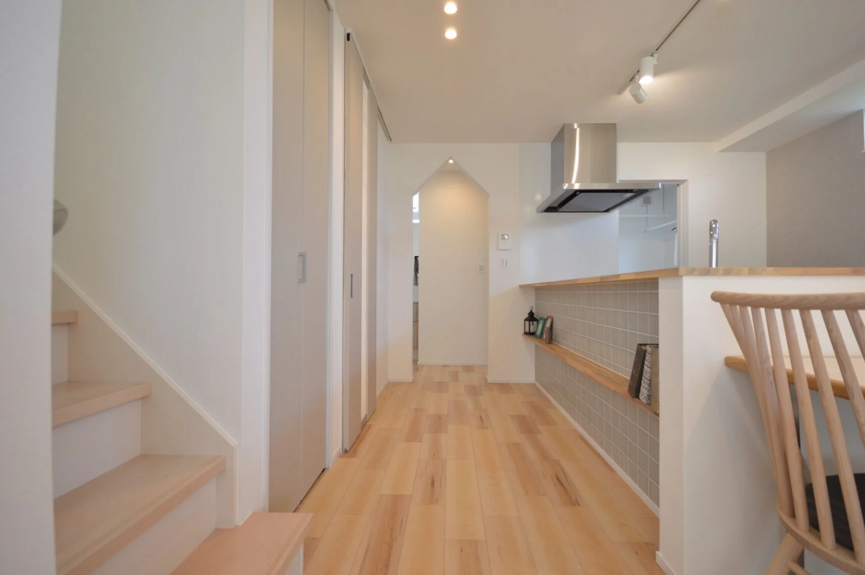 ■キッチン→洗面への動線
ＬＤＫ→洗面への動線は突き当りですぐに接続できる。