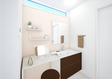 横幅の広いカウンターは、朝の身支度をゆったりと行える贅沢な仕様