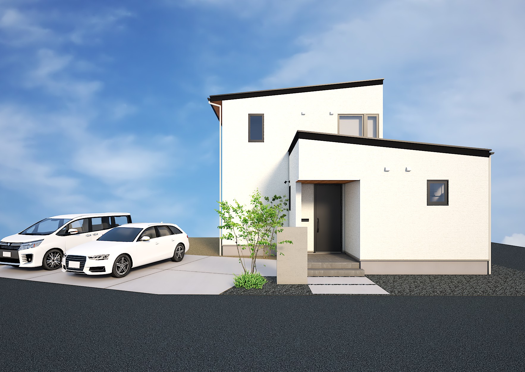 外観イメージ（正面）　
※植栽などはイメージです。