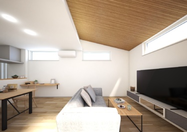 ■内観イメージ（リビングと勾配天井）