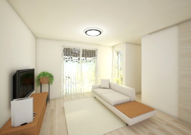 大きな窓から光が入り、家族が自然と集まりたくなる心地よい場所