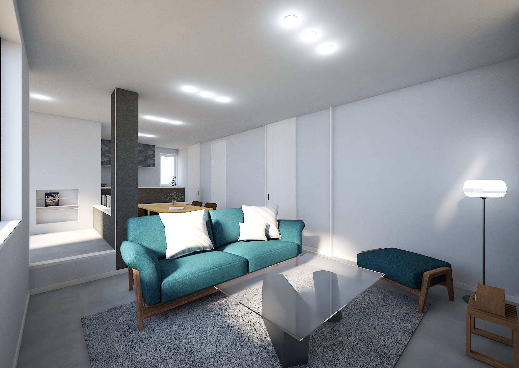 奥行きを感じる、のびやかなレイアウト