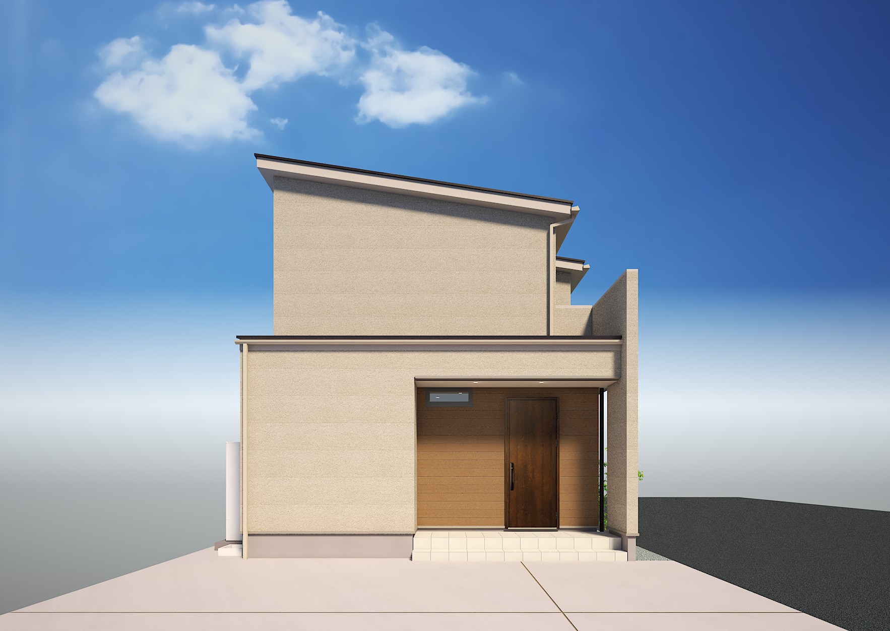 外観イメージ（正面／玄関側）　
※植栽はイメージです。