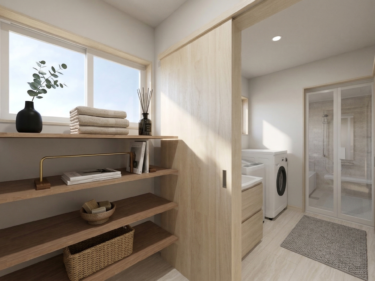 「洗う・干す・収納する」がスムーズに完結する機能的な脱衣室