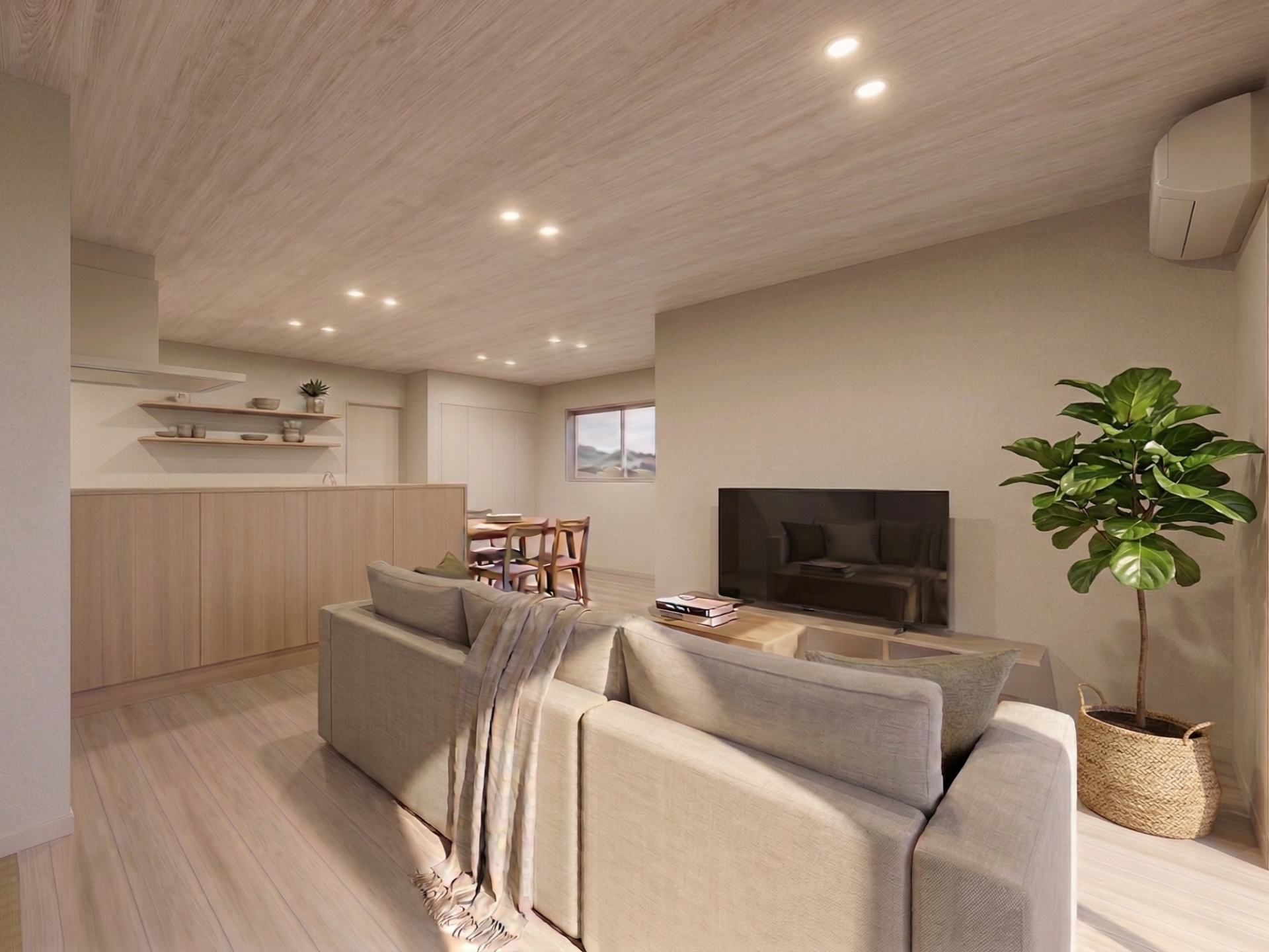 落ち着いた寛ぎを演出するリビング