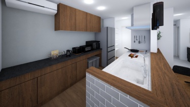 内観イメージ（システムキッチン・食器棚）