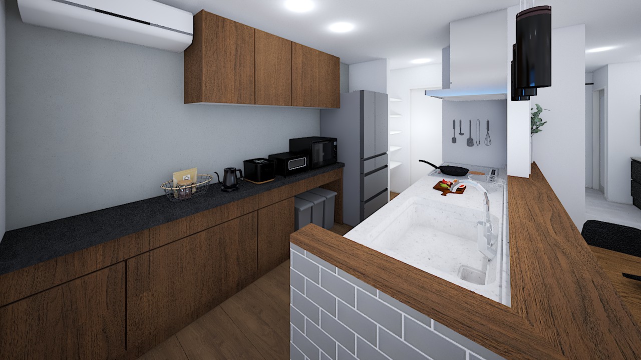 内観イメージ（システムキッチン・食器棚）