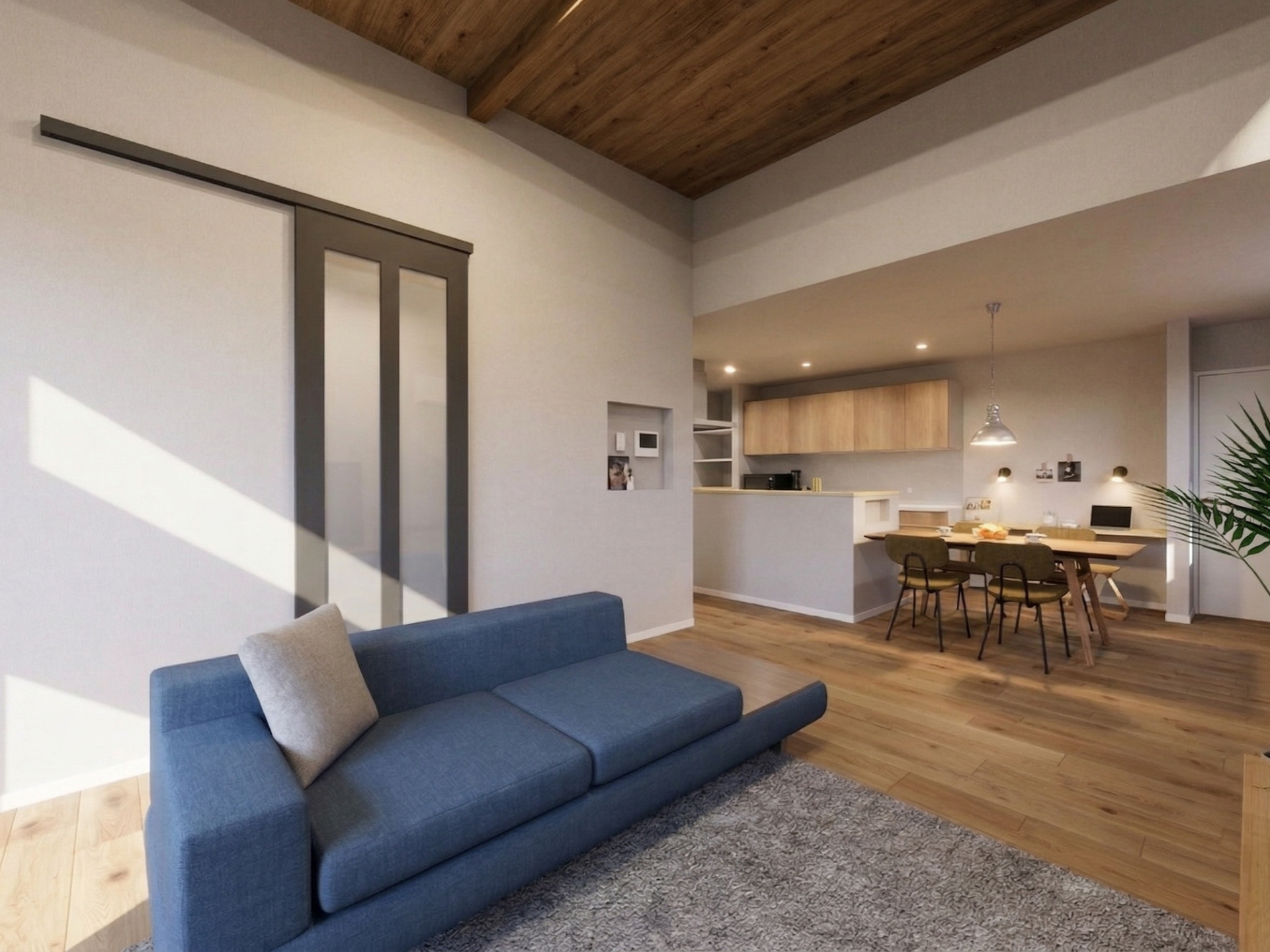 開放的で広々な22帖リビング