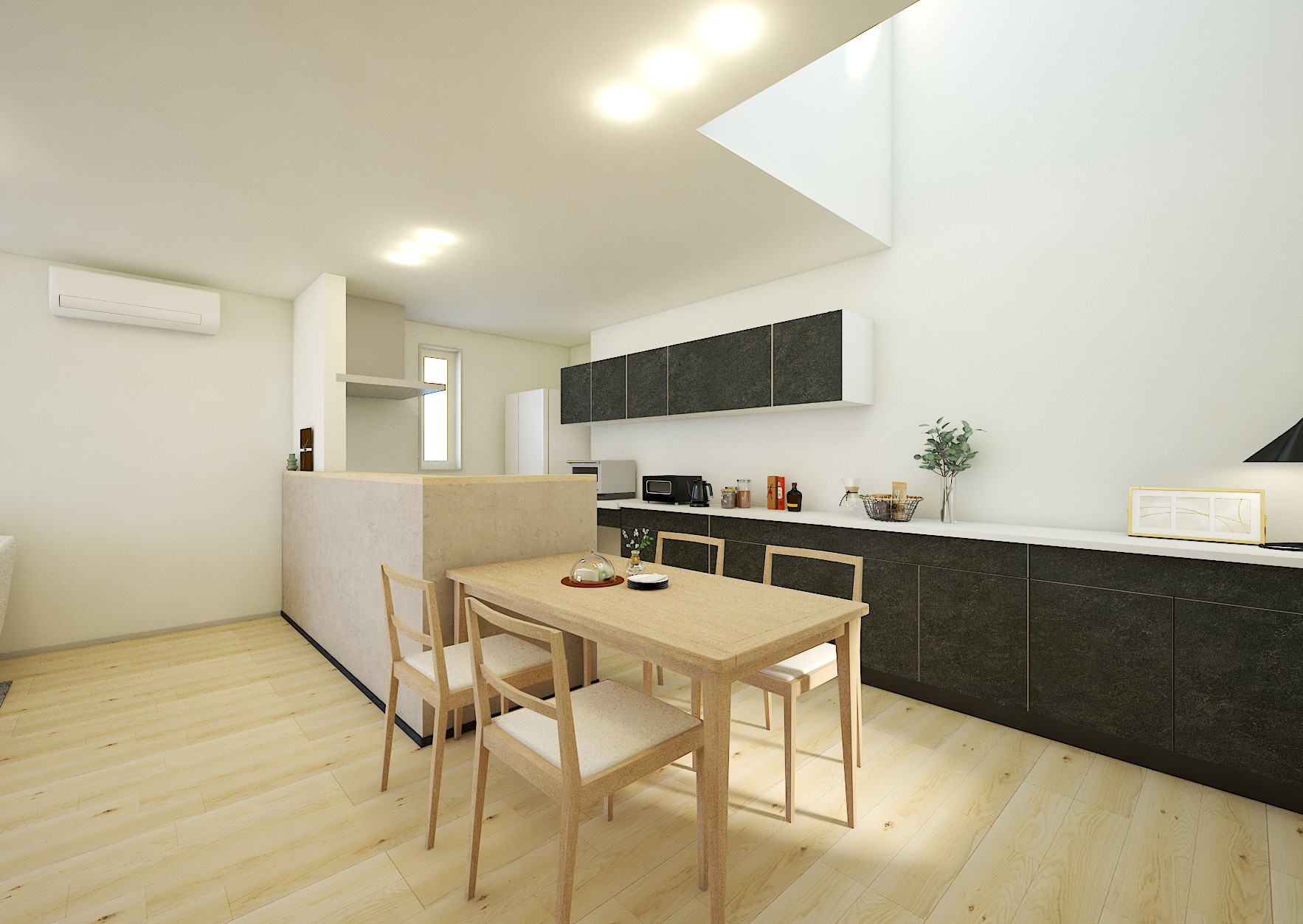 吹き抜けのあるダイニング