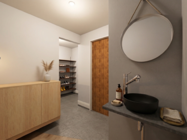 玄関脇に設けられた、独立した手洗いスペース