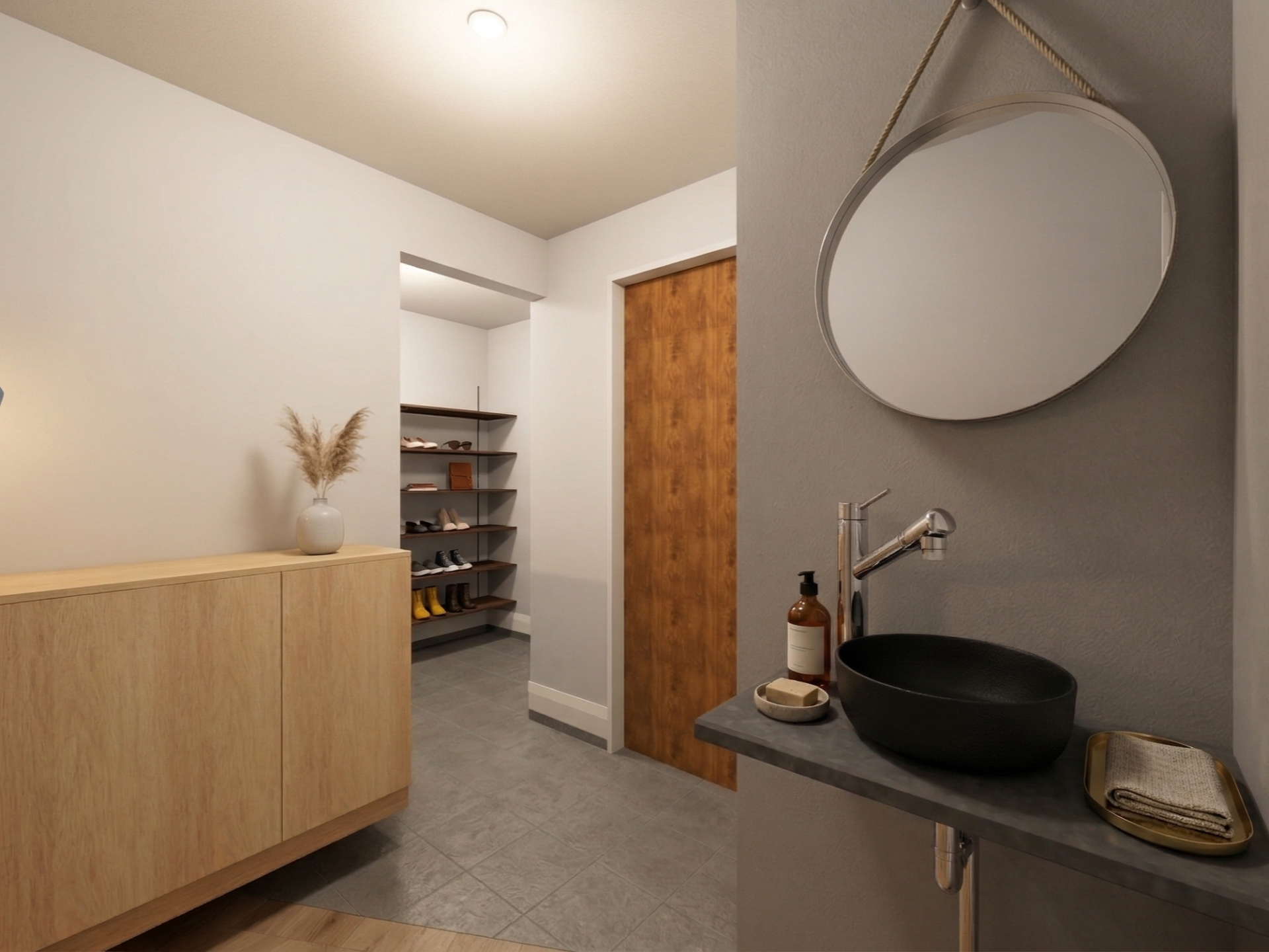 玄関脇に設けられた、独立した手洗いスペース