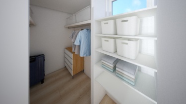 内観イメージ（ファミリークローゼット）
・・・普段使いの衣類はココへ。１階にあるので片付けがスムーズ＆使い勝手バツグン♪