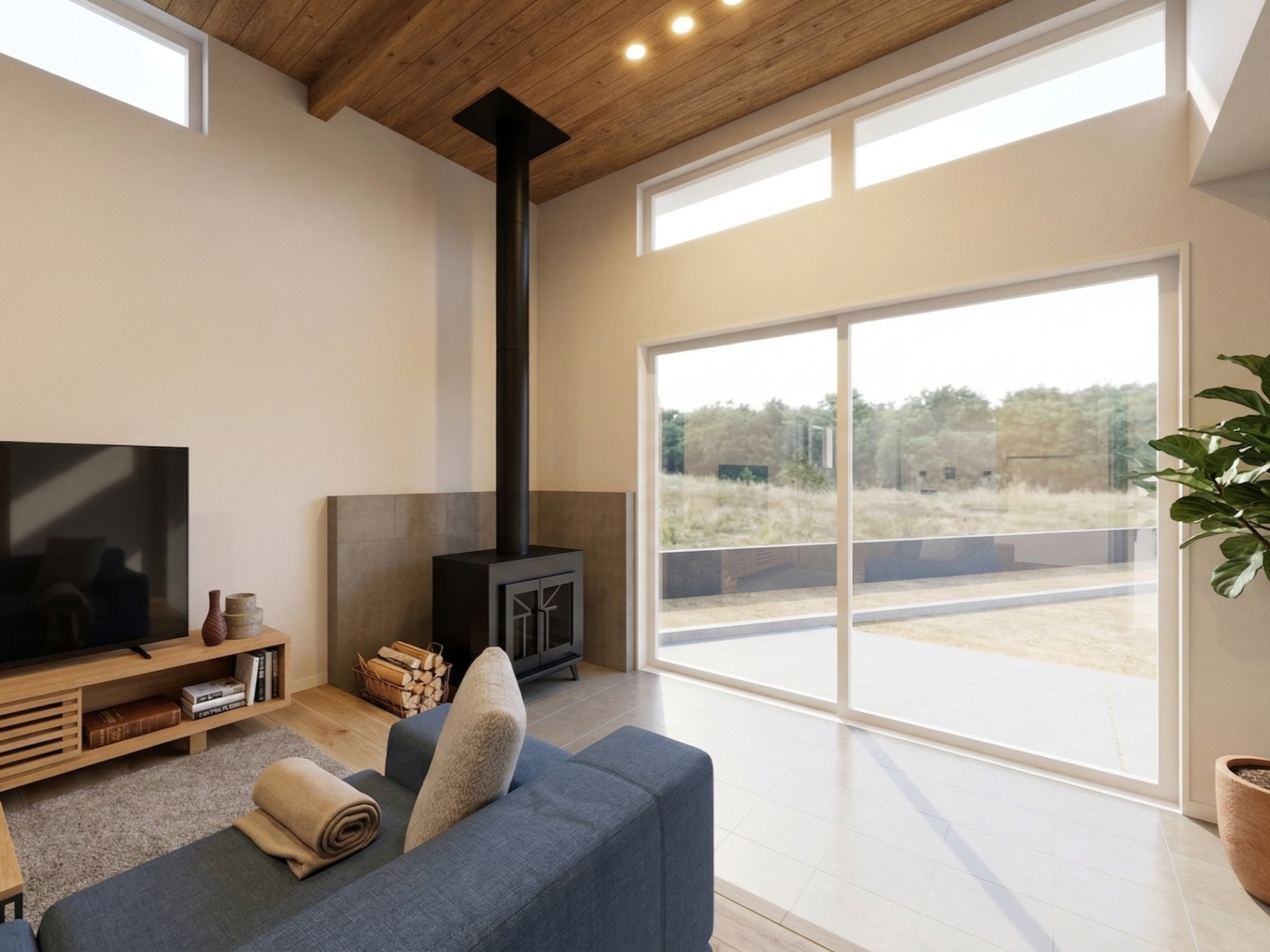 リビングの主役となる薪ストーブ