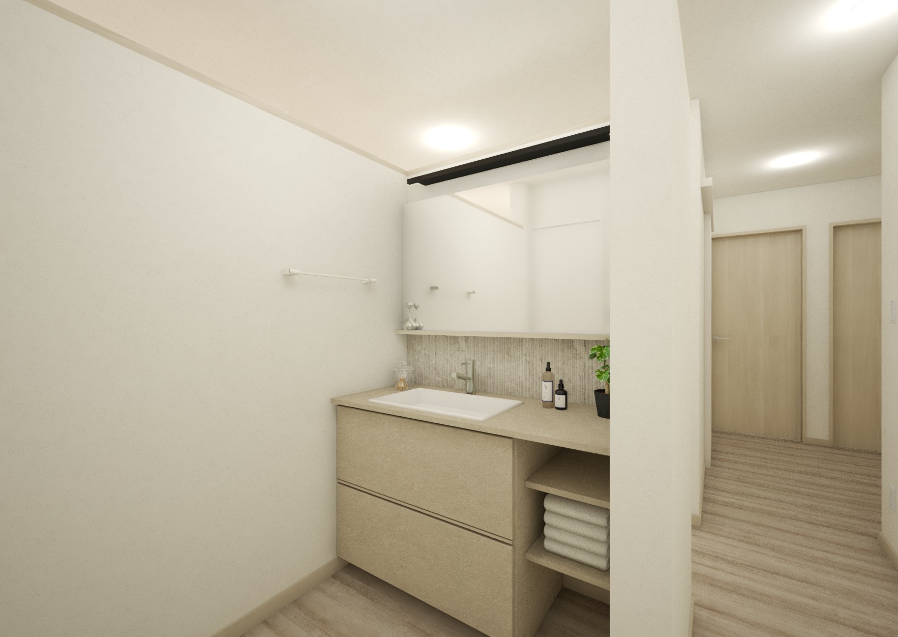 内観完成イメージ（洗面スペース）

アイカ工業のオシャレな造作洗面台♪