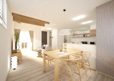 存在感のある梁がアクセントになり、空間をより高く、広く感じさせてくれます