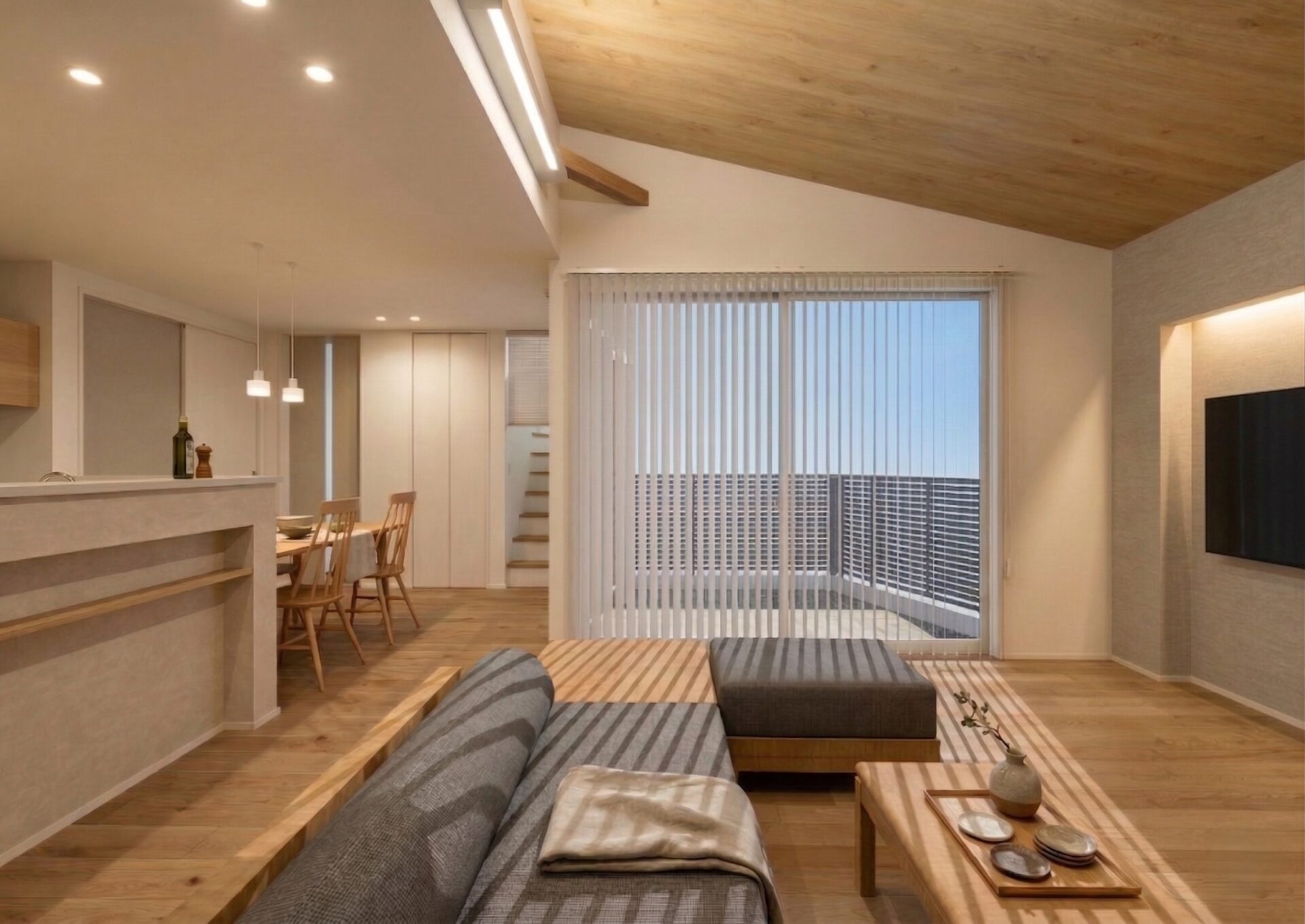 内観イメージ（リビングからの眺め）
内と外をゆるやかにつなぐタイルテラスで、
おうちアウトドアを満喫。