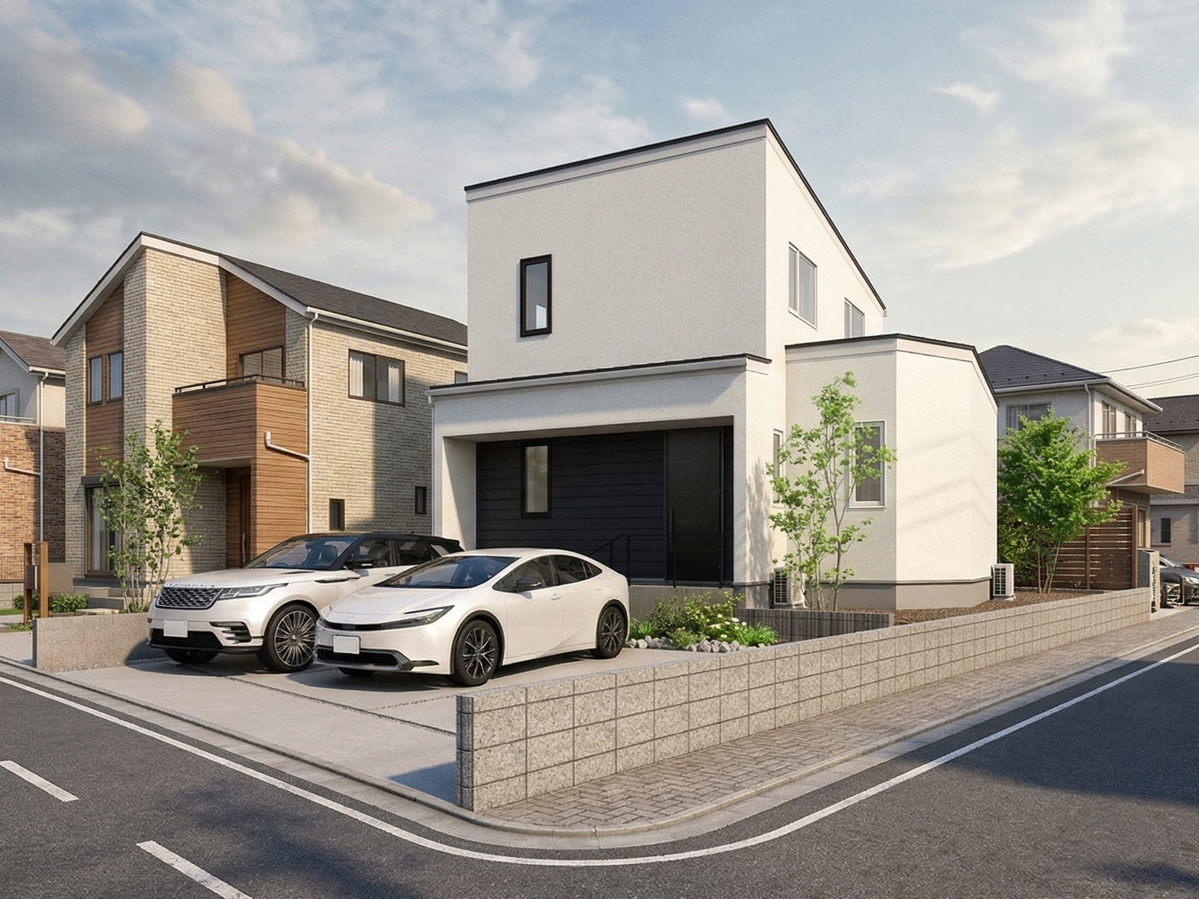 のどかで落ち着いた雰囲気の住宅街に建つ、タイルデッキとヌックのある暮らし（長野市稲田）