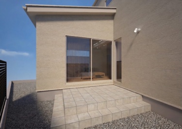 外観完成イメージ（タイルテラス側）