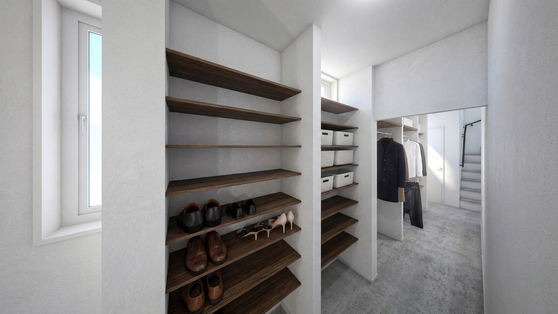 家族全員の靴や外出アイテムをすっきりと整理できます