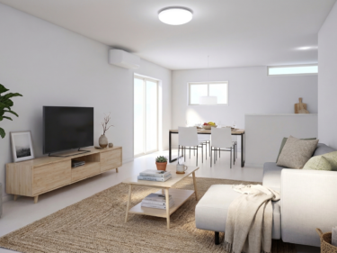 キッチンから室内を一望できる開放的な設計