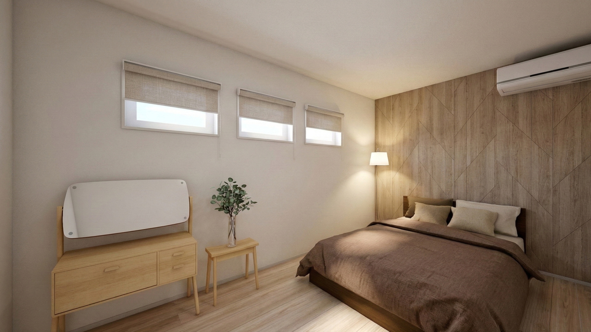 質感豊かなアクセントクロスと柔らかな照明が、深い眠りと安らぎの時間を提供します