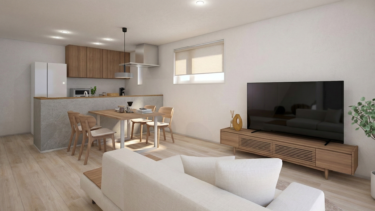 白で統一された内装が、リビング全体をより明るくします