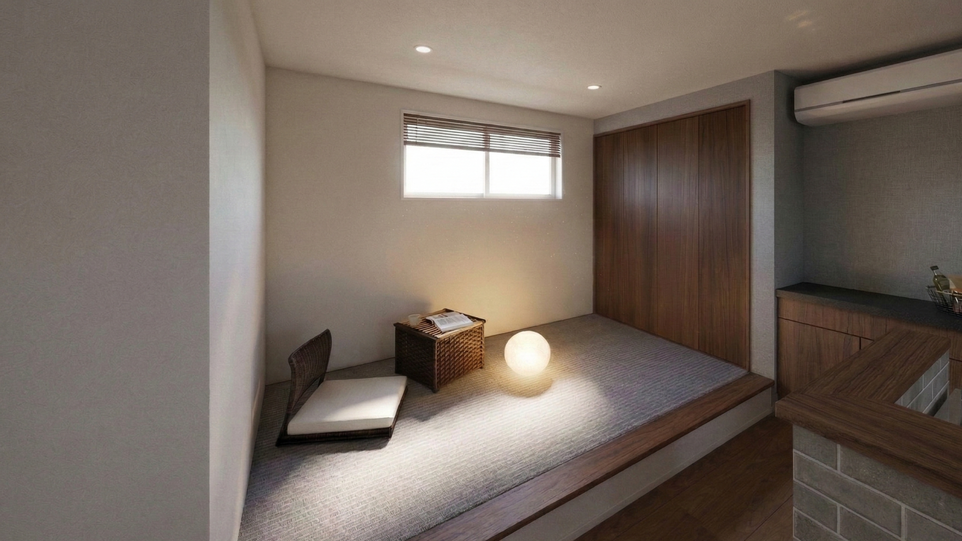 キッチンからも目が届く配置で、お子様の遊び場や家事の合間の休憩に最適