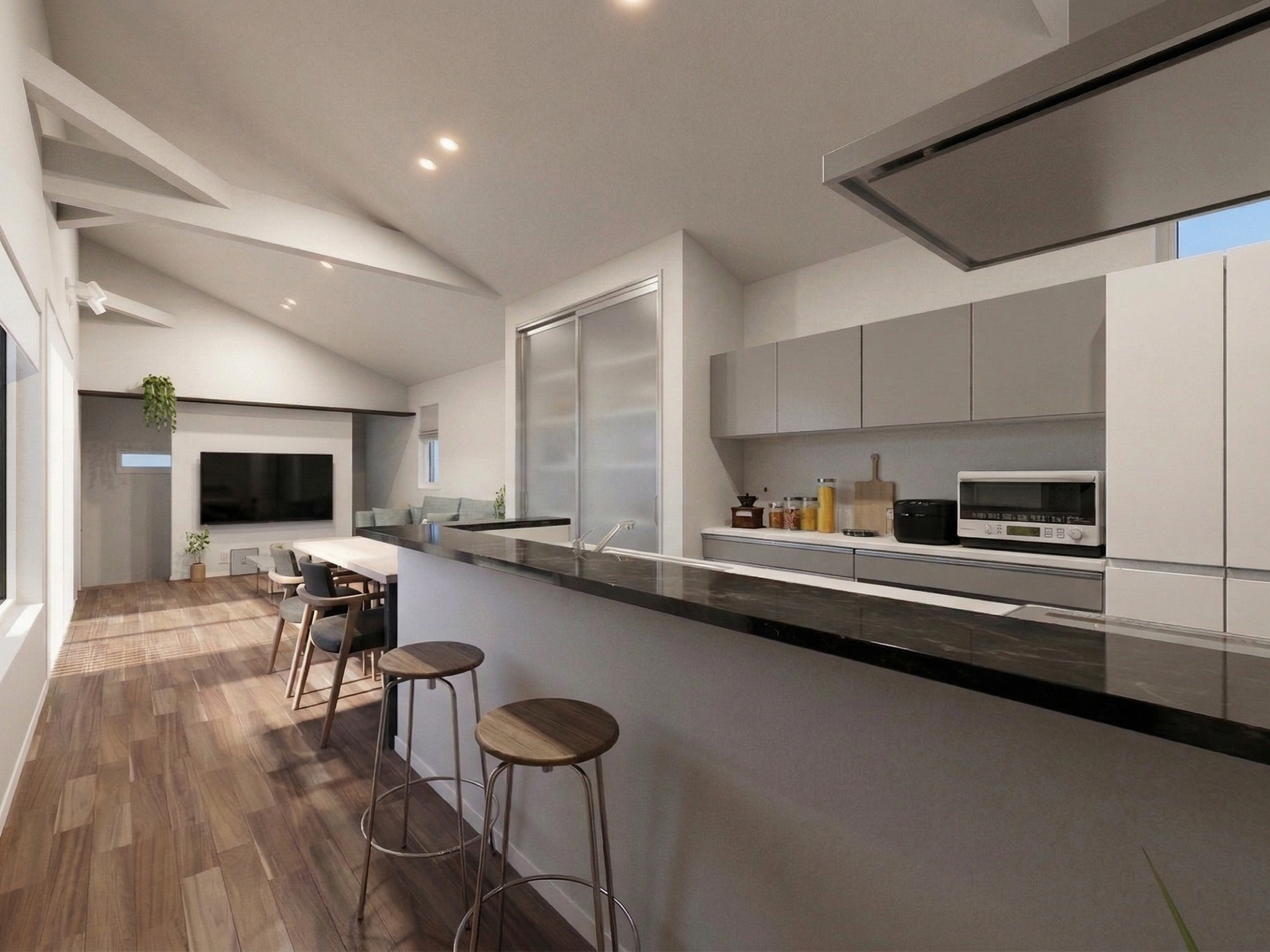 料理をしながら家族と繋がる、開放的なキッチン