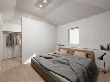 ウォークインクローゼットへと繋がる安らぎの主寝室
