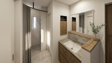 廊下からスムーズにアクセスでき、奥のクローゼットはカーテンで隠すことが可能、プライバシーにも配慮した設計