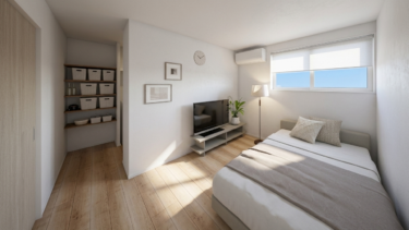 壁一面のオープン収納を備えつつ、ゆとりある広さを確保