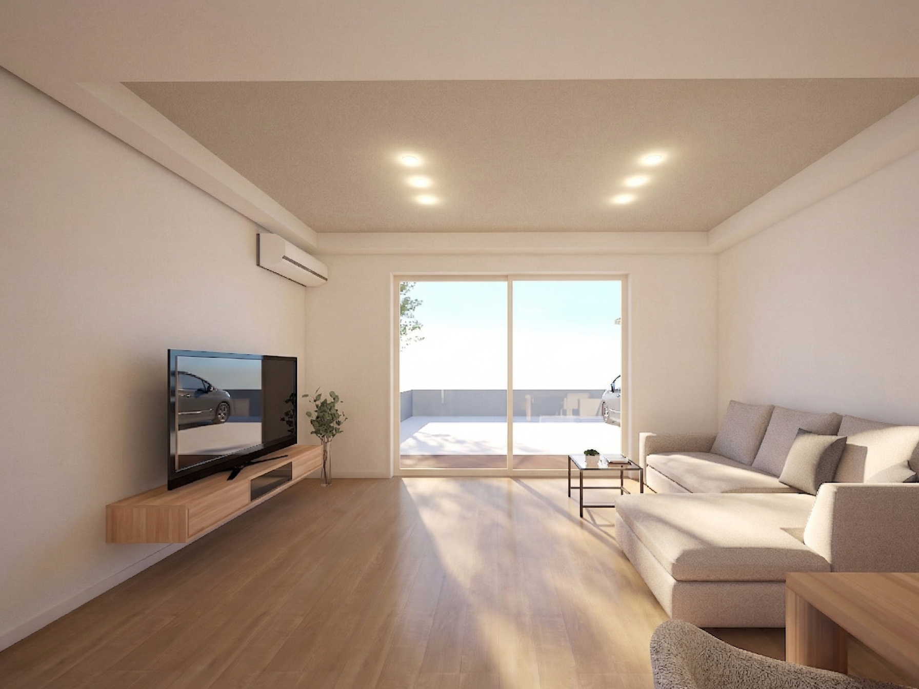 折上天井と大きな開口部が、空間に奥行きとリズムを生み出します