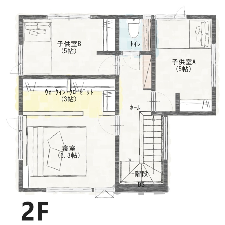 【3LDK・ヌックのある2階建ての家】2F