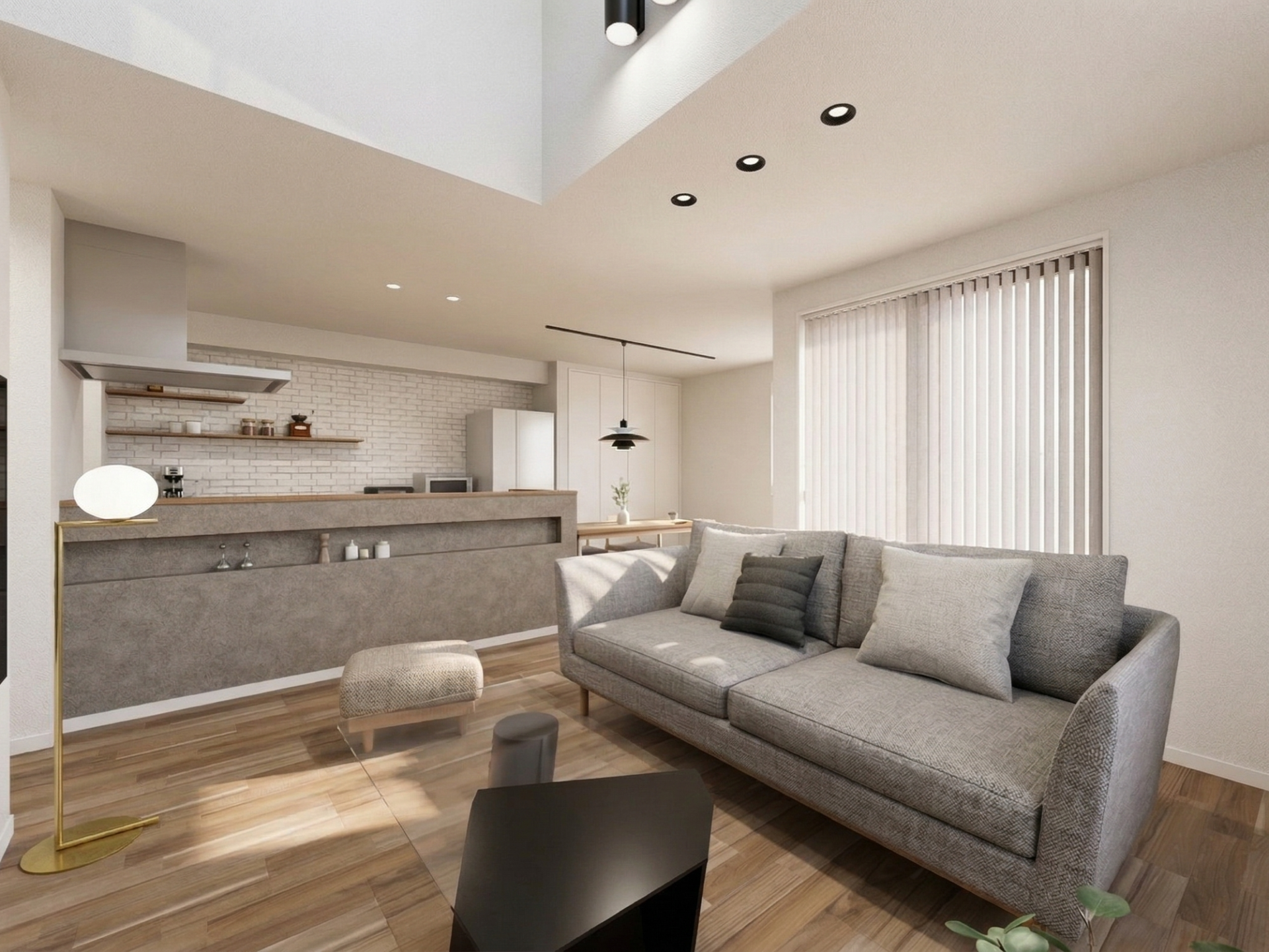 大きな窓が、室内と外をゆるやかに繋ぎ、のびやかな暮らしを叶えます。