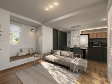 黒をポイントにしたかっこいい内装がＬＤＫ全体を引き締めます