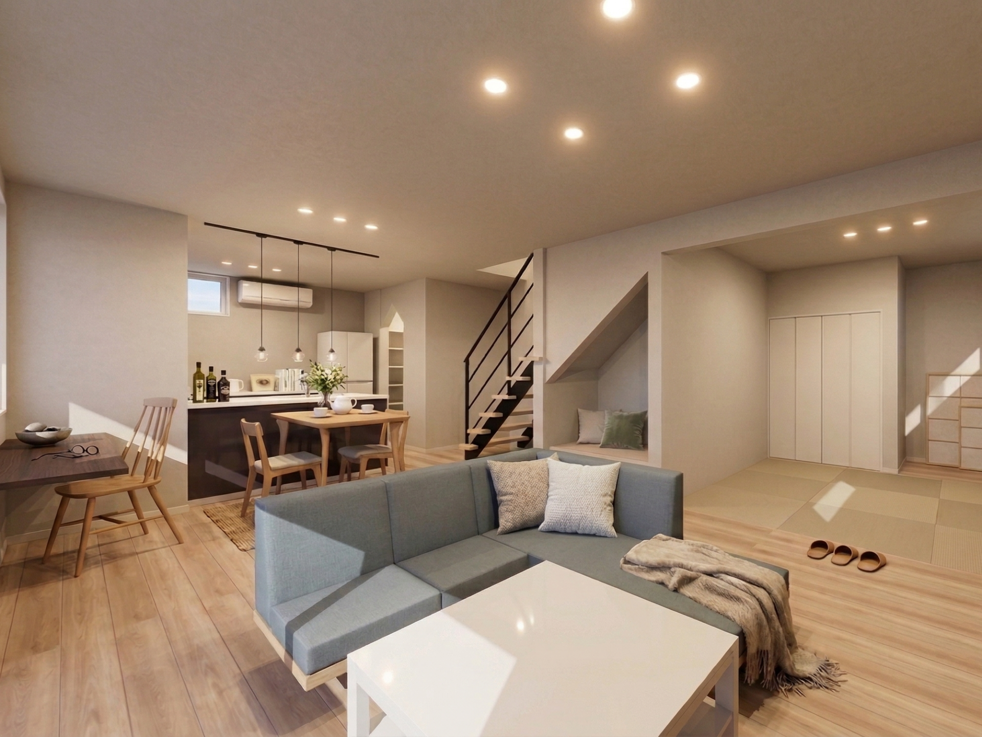 空間を有効活用、どこにいても家族の気配を感じられます