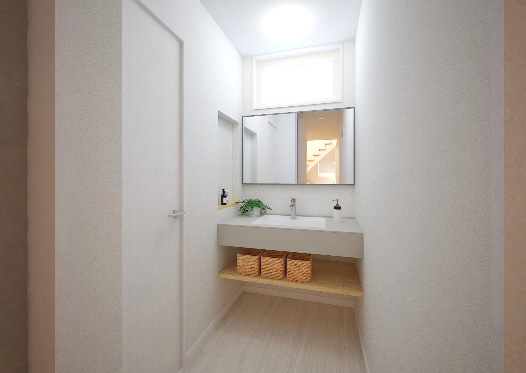 機能性はそのままに既製品にはない美しさが際立つ「造作洗面台」