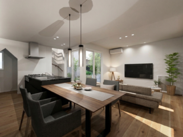 窓の外に広がる緑を感じながら、ゆったりと過ごせるダイニング