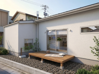 リビングからフラットに続くウッドデッキは、天気の良い日に読書をしたり、お茶を楽しんだりするセカンドリビング