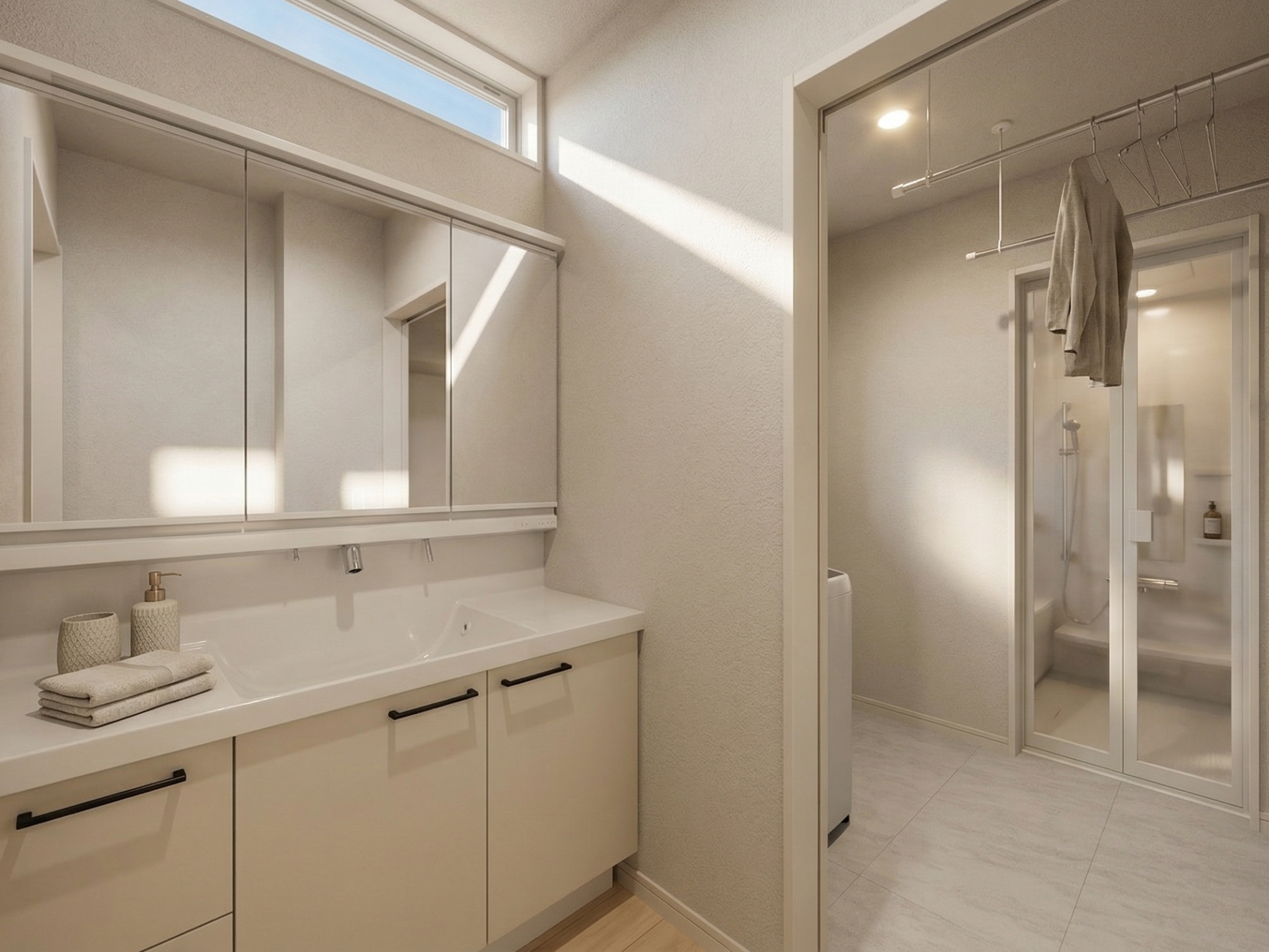 家事の時間を半分にする「広々ランドリールーム」