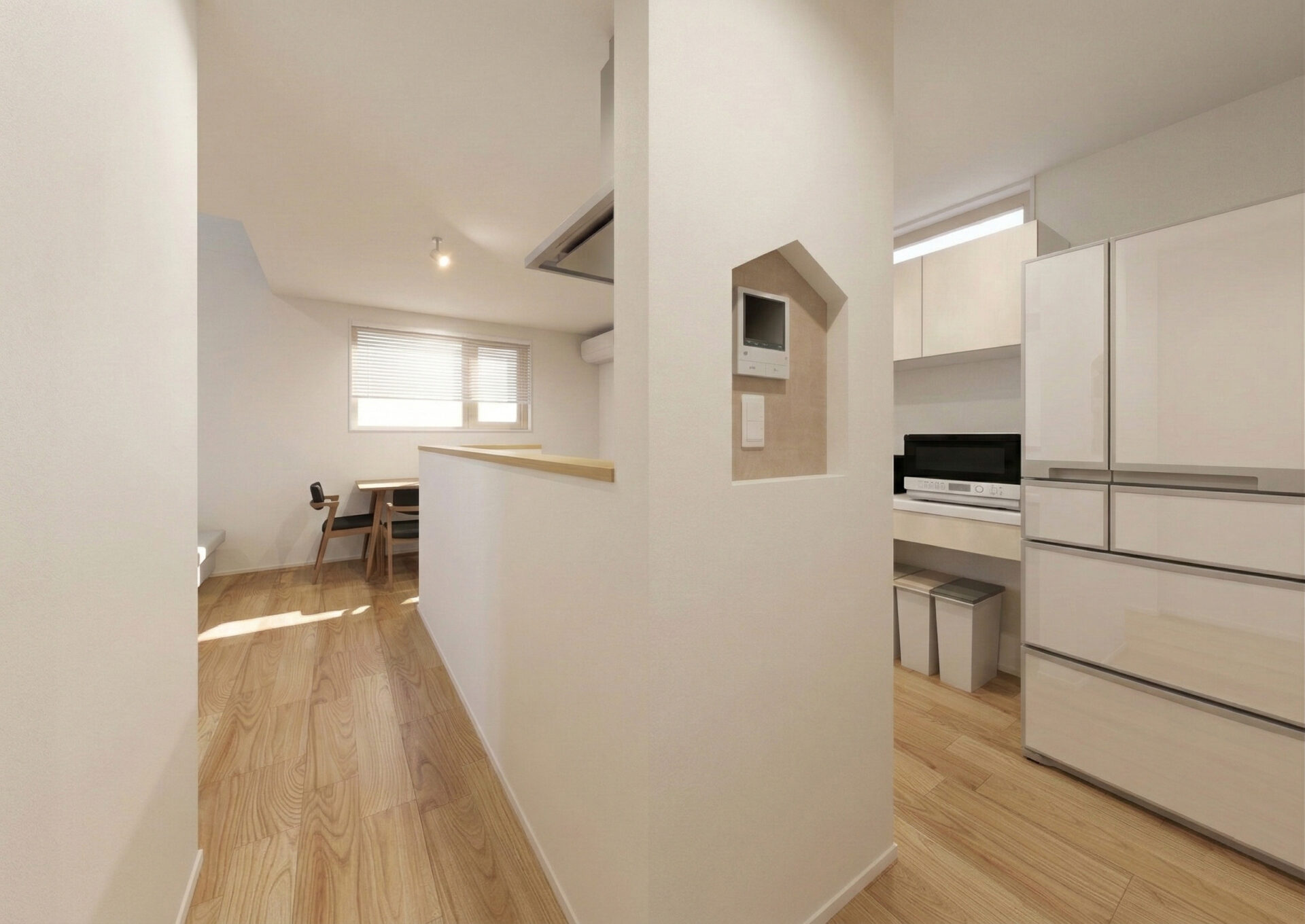 毎日の生活で必ず目にするインターホン周りを可愛らしく演出した、こだわりのデザインポイントです。